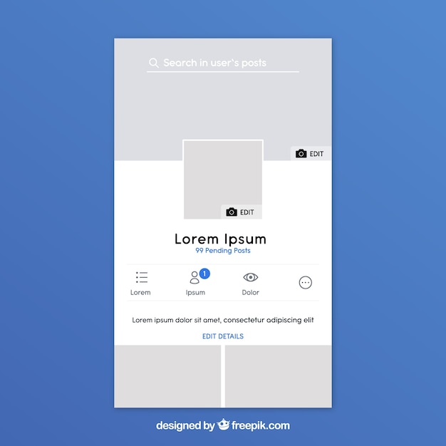 Free Vector facebook app interface with minimalist design