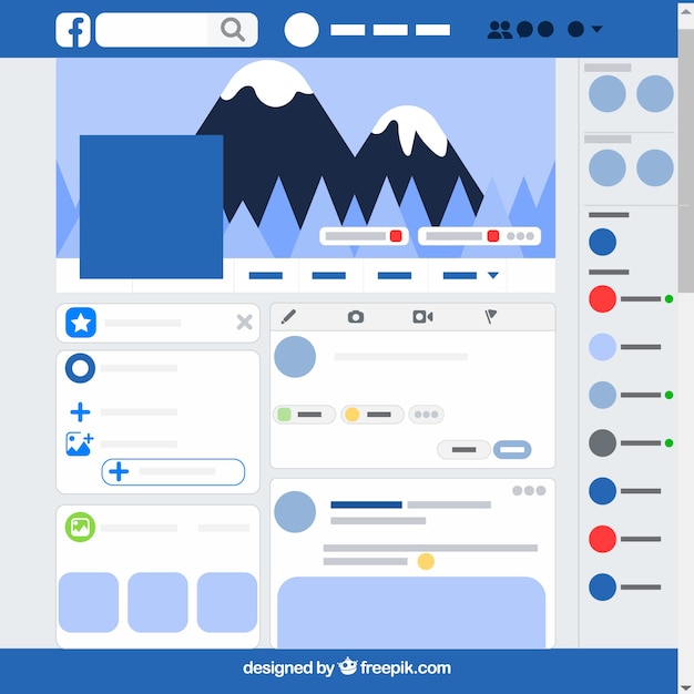 Free Vector facebook app interface with minimalist design