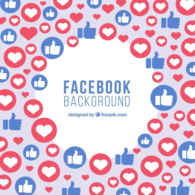 Free Vector facebook background with heart and like icons