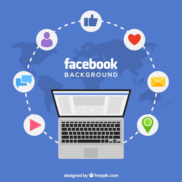 Free Vector facebook background with laptop
