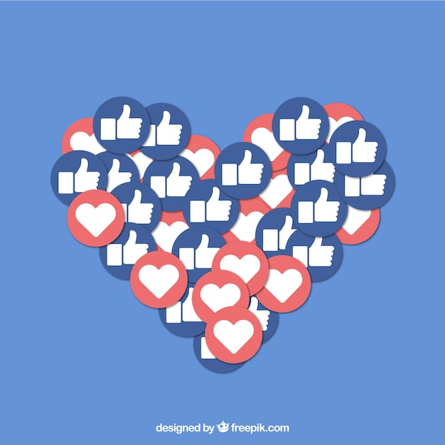 Free Vector facebook background with like and heart icons