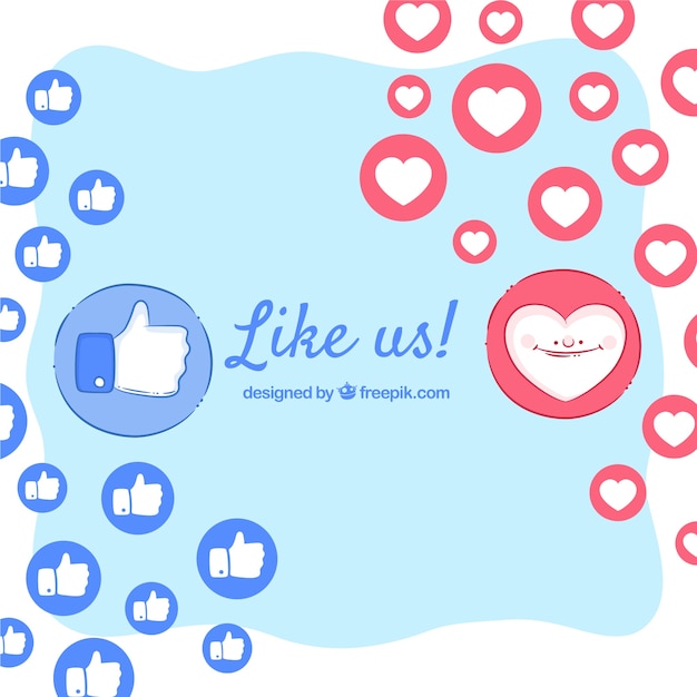 Free Vector facebook background with likes and hearts