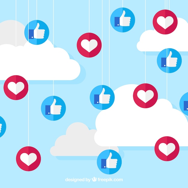 Free Vector facebook background with likes and hearts