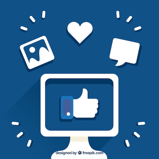 Free Vector facebook background with thumb up inside of a screen