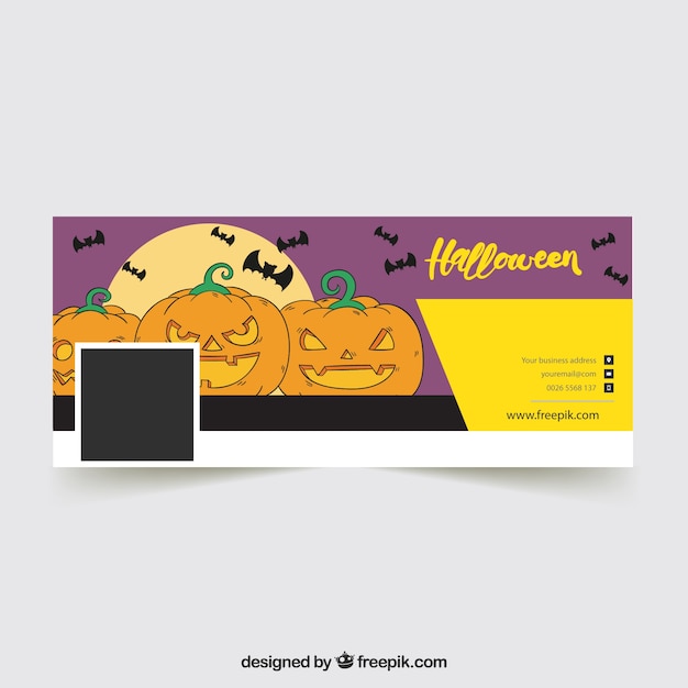 Free Vector facebook cover with hand drawn pumpkins