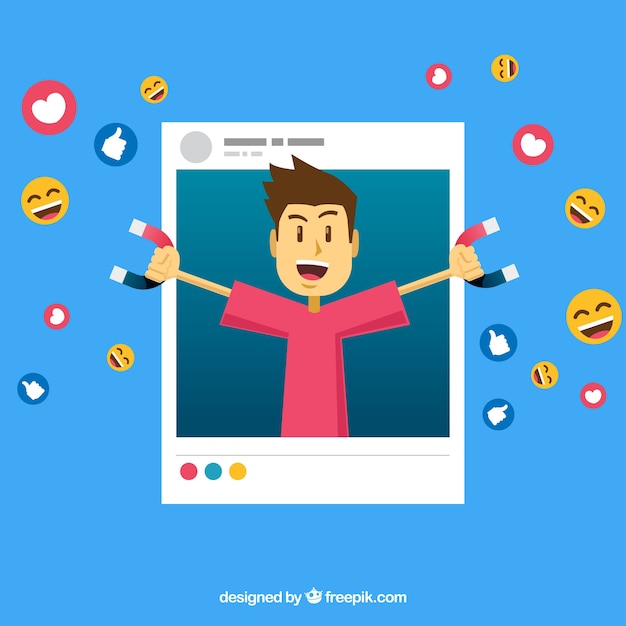 Facebook influencer background with emoticons