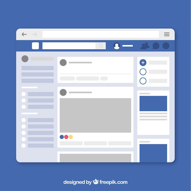 Free vector facebook interface in minimalist style