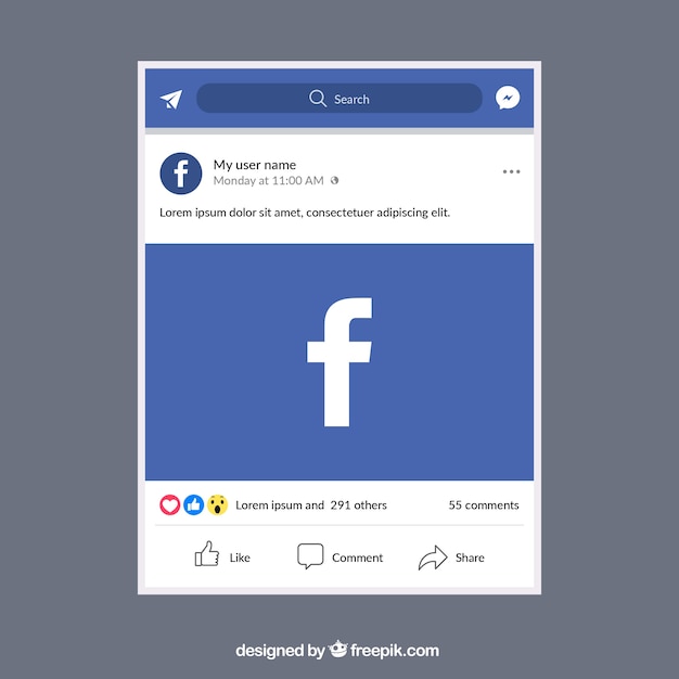 Free Vector facebook mobile post with flat design