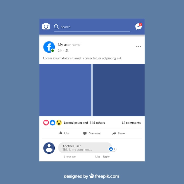 Facebook mobile post with flat design