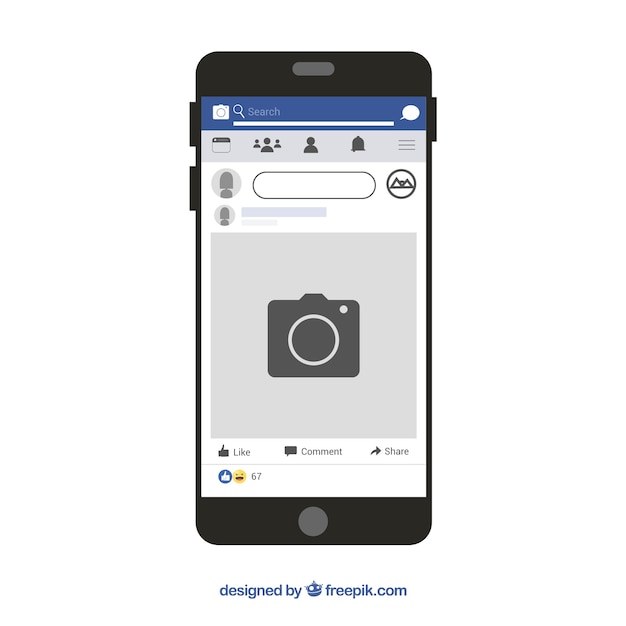 Free Vector facebook mobile post with flat design