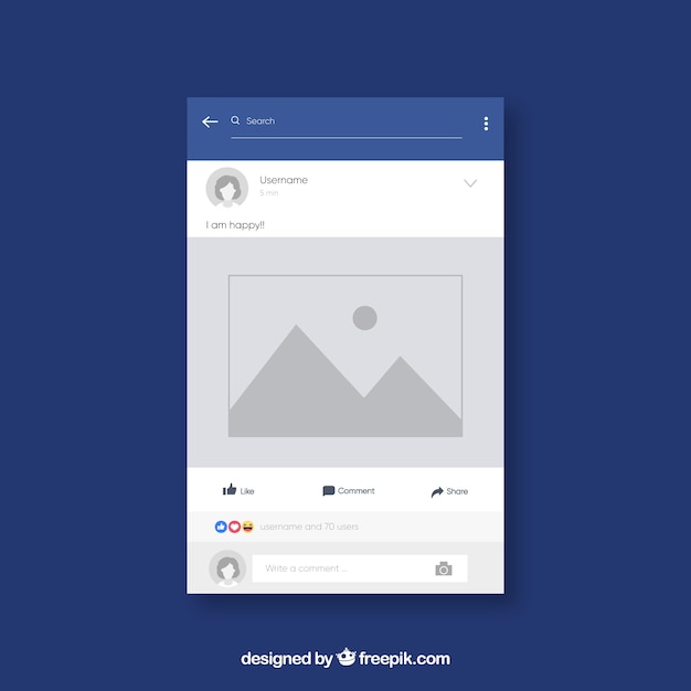 Free Vector facebook mobile post with flat design