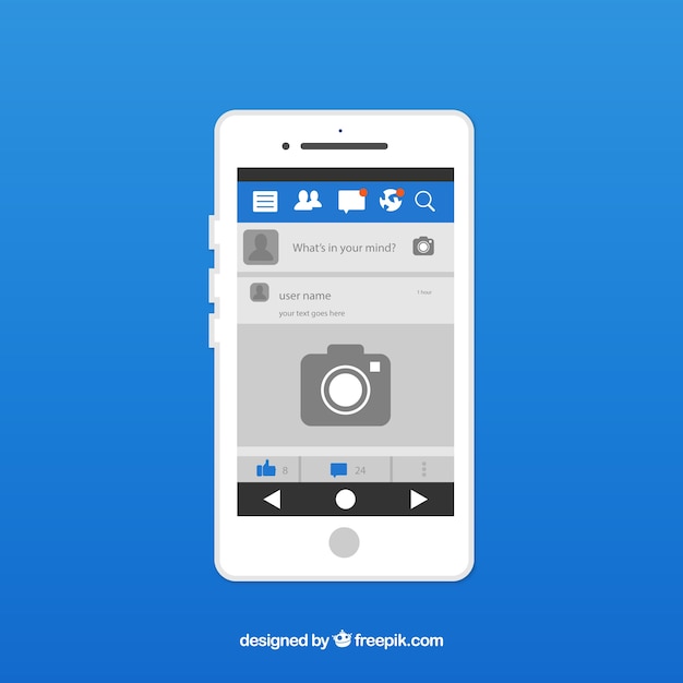 Free Vector facebook mobile post with flat design