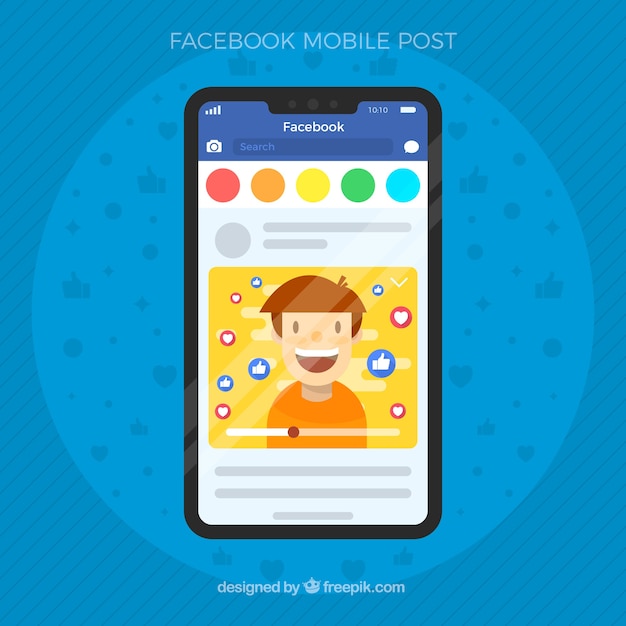 Facebook mobile post with flat design