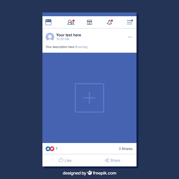 Free Vector facebook mobile post with flat design