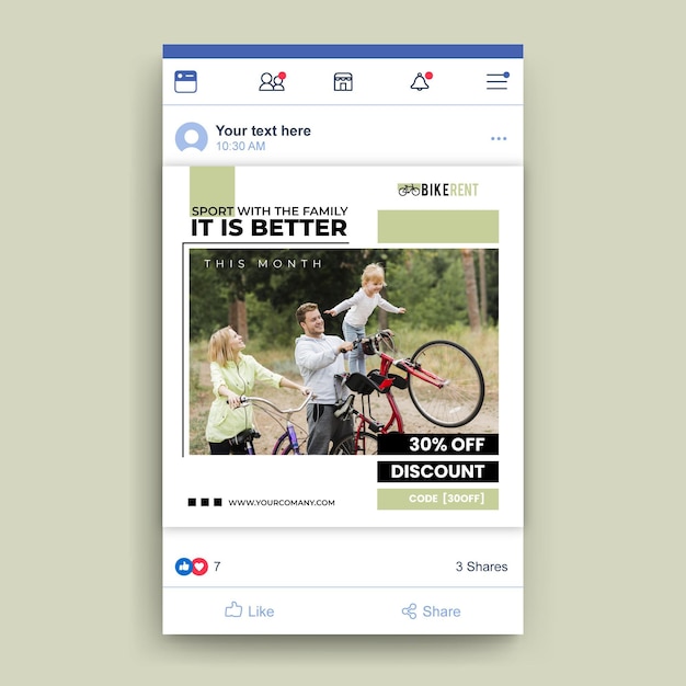 Free Vector facebook sport post template with photo