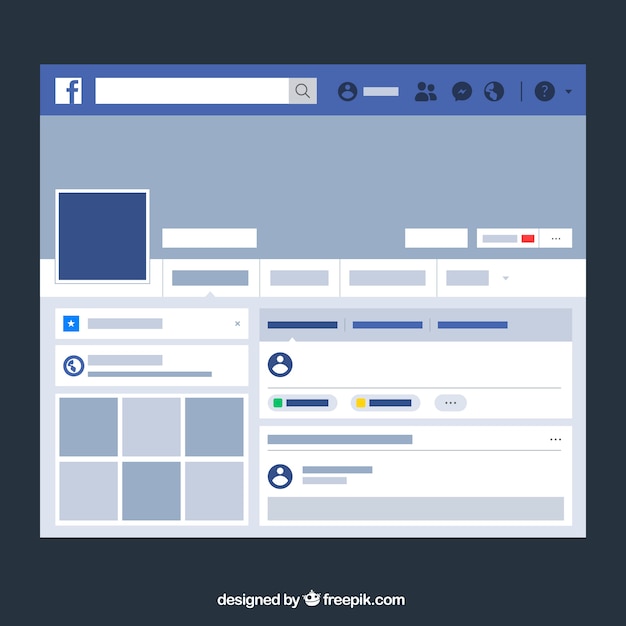 Free Vector facebook web interface with minimalist design