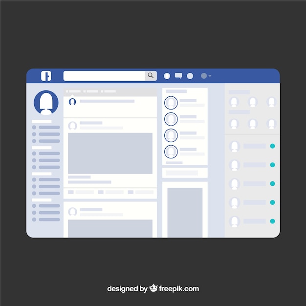 Free Vector facebook web interface with minimalist design