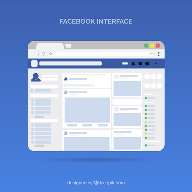 Free Vector facebook web interface with minimalist design