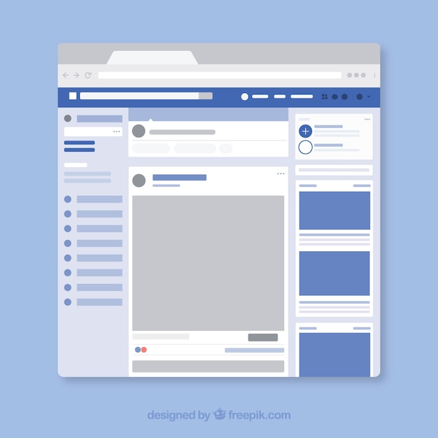 Free Vector facebook web interface with minimalist design