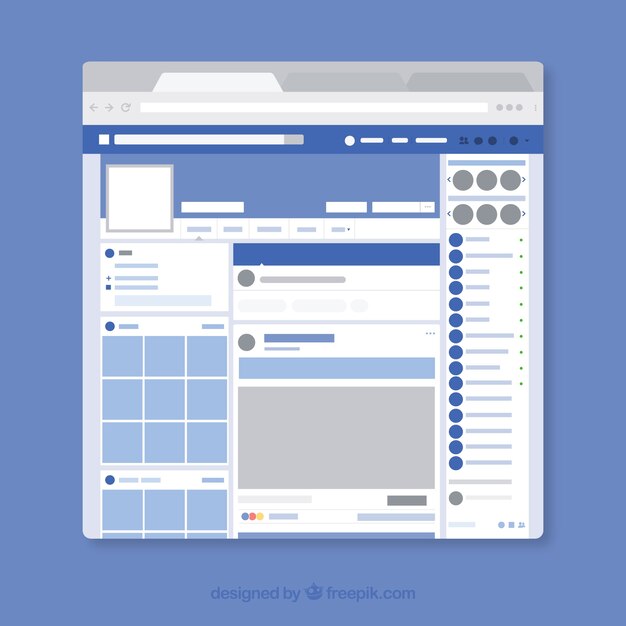 Facebook web interface with minimalist design