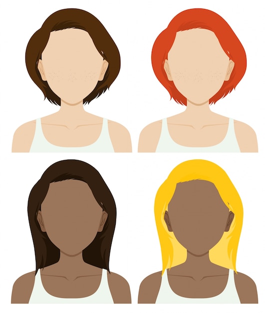 Free Vector faceless female characters with long and short hair