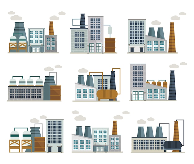 Free Vector factory decorative flat icons set