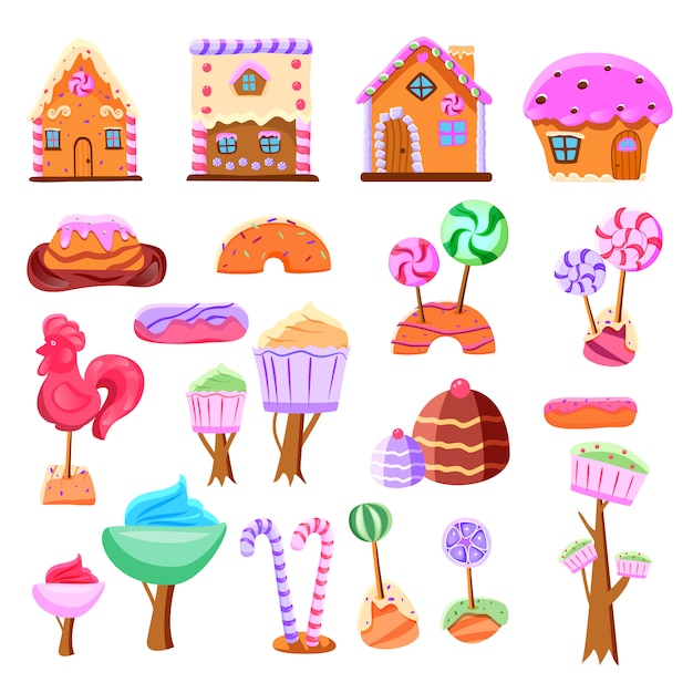 Free Vector fairytale candyland set