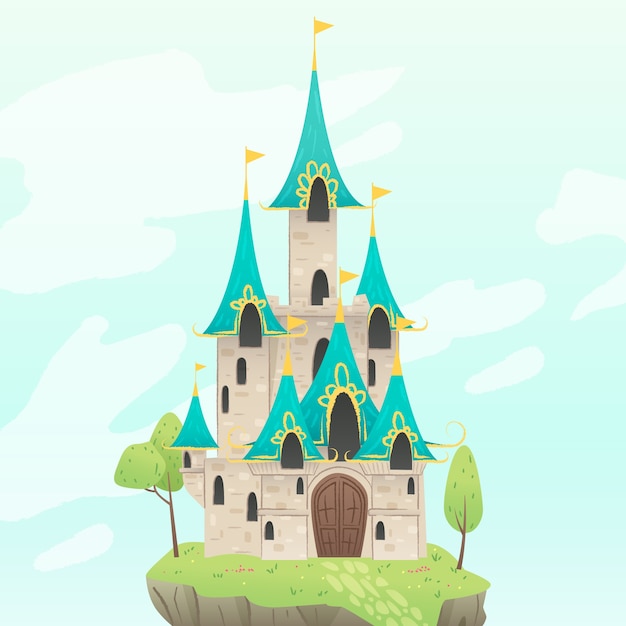 Free Vector fairytale castle hand drawn design