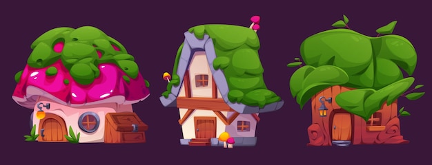 Free Vector fairytale village houses cartoon vector set