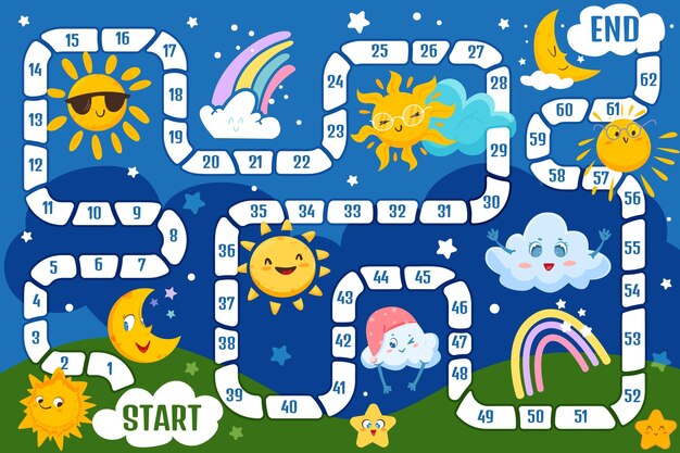 Family board game for children with cute weather element