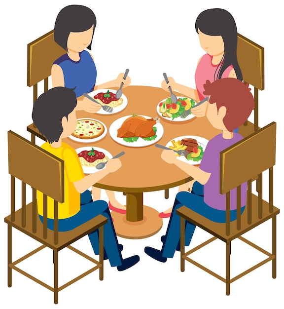 Family dining table isometric