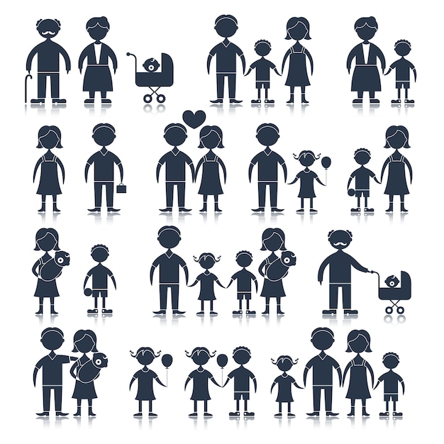 Family icons set black