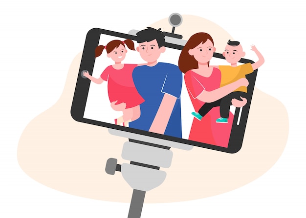 Free Vector family selfie on smartphone