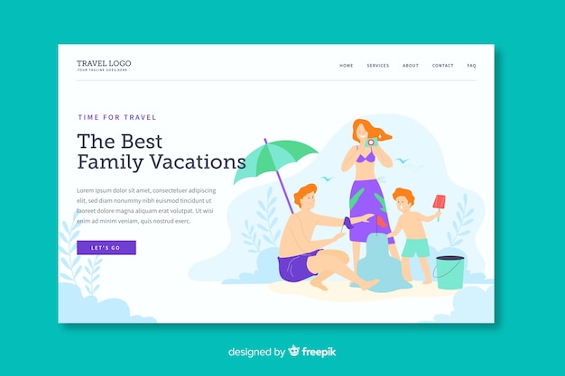 Family vacation landing page template