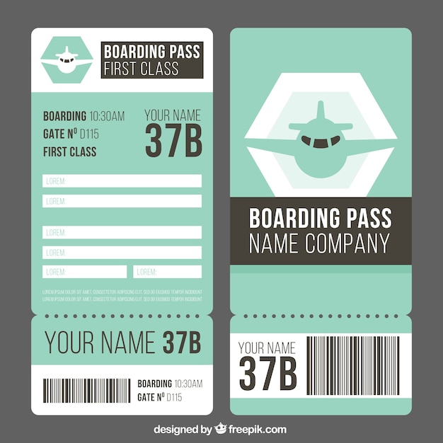 Free vector fantastic boarding pass template in flat design