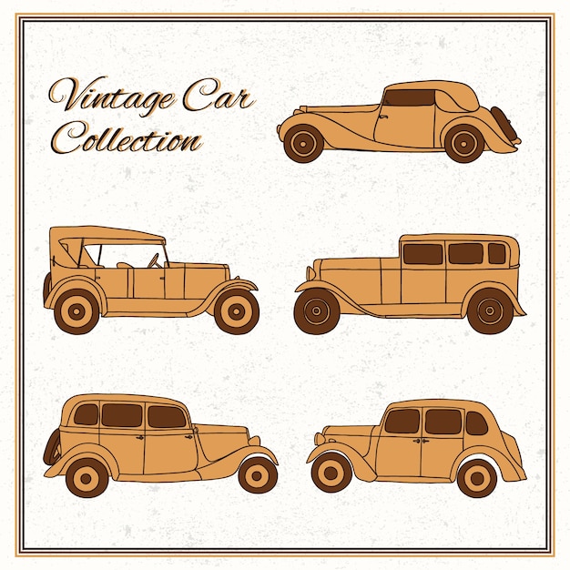 Free Vector fantastic collection of vintage cars