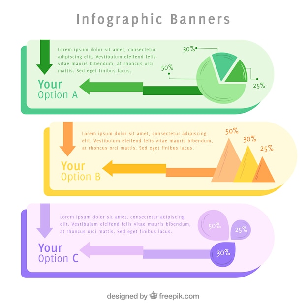 Free Vector fantastic infographic banners with charts