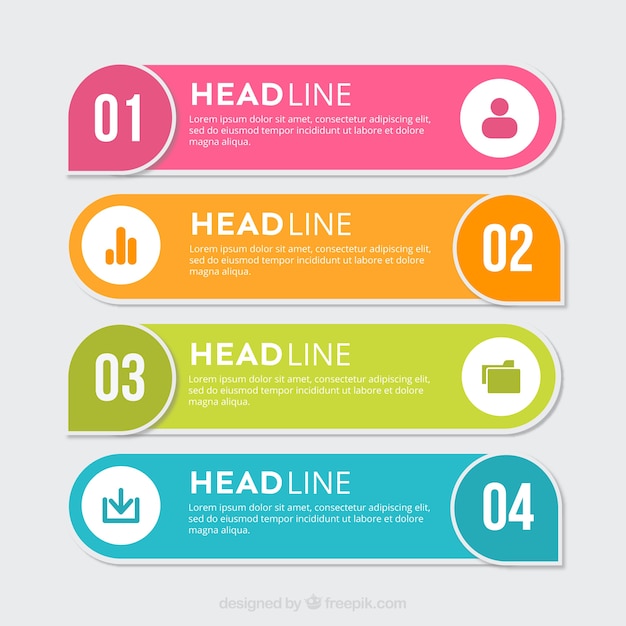 Free vector fantastic infographic banners with different colors