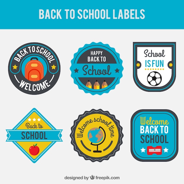 Free Vector fantastic labels for back to school