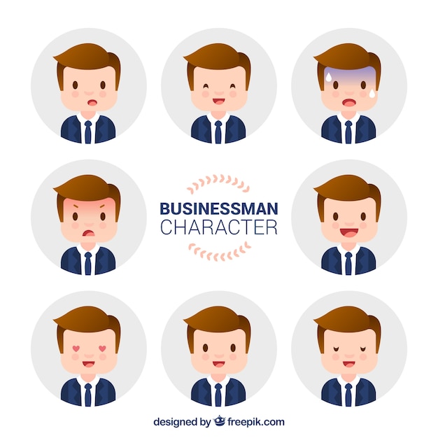 Free Vector fantastic pack of expressive businessman character