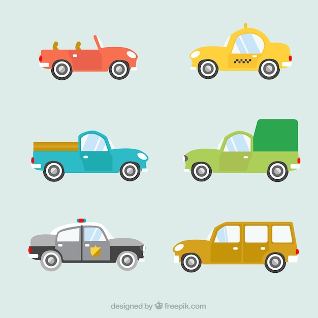 Free Vector fantastic selection of colored cars