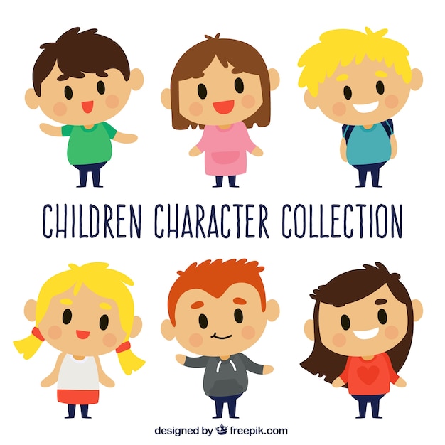 Free vector fantastic selection of flat happy kids