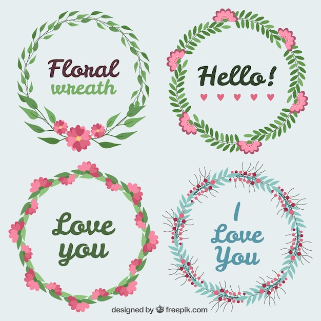 Free Vector fantastic wreaths of decorative vegetation