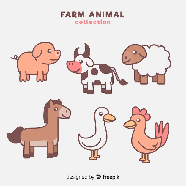 Free Vector farm animal collection