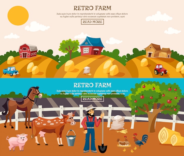 Free Vector farm banner set