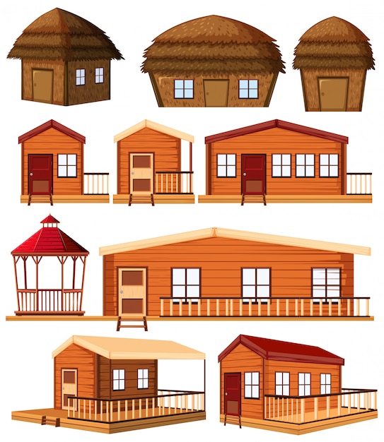 Farm building construction design in cartoon style on white background