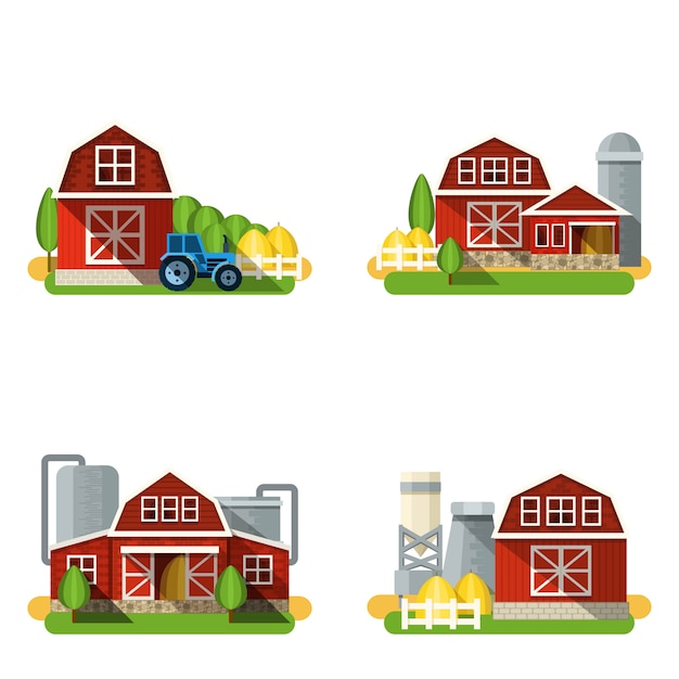 Free vector farm flat set