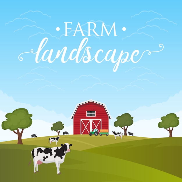 Free Vector farm landscape background