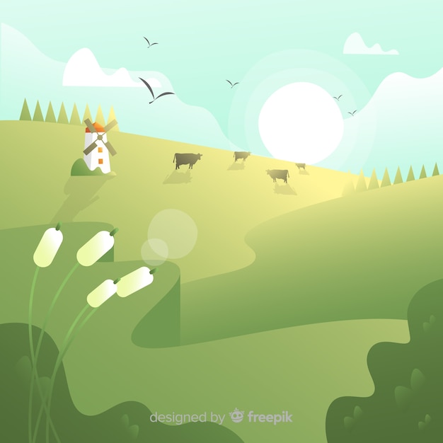 Free Vector farm landscape