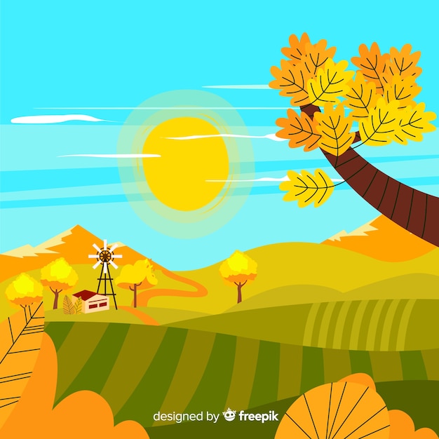 Free Vector farm landscape